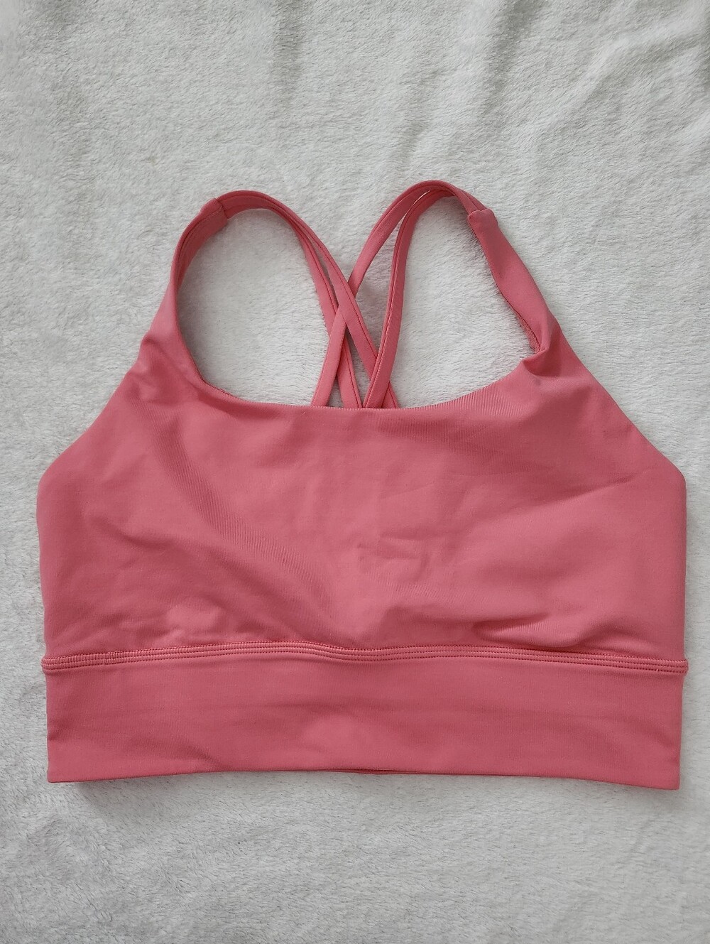 LULULEMON Energy Long Line Bra Medium Support Size 8 Coral Pink Activewear